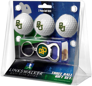 Baylor Bears Regulation Size 3 Golf Ball Gift Pack with Keychain Bottle Opener