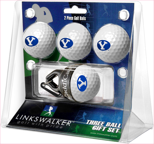 Brigham Young Univ. Cougars Regulation Size 4 Golf Ball Gift Pack + CaddiCap Holder