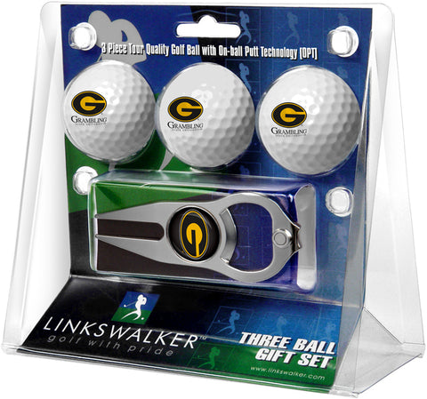 Grambling State University Tigers - 3 Ball Gift Pack with Hat Trick Divot Tool