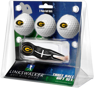 Grambling State University Tigers Regulation Size 3 Golf Ball Gift Pack with Crosshair Divot Tool (Black)