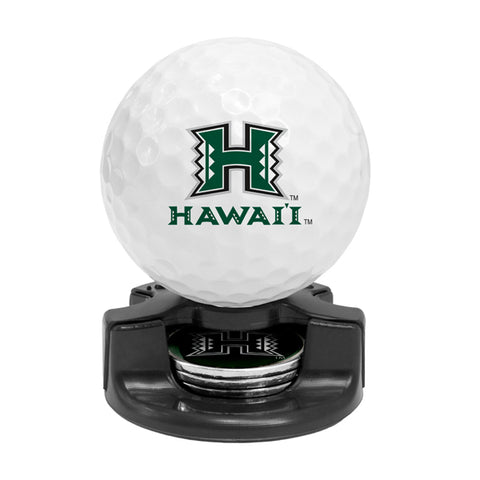 Hawaii Warriors 4 Golf Ball Gift Pack with CaddiCap Ball Holder