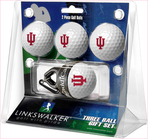 Indiana Hoosiers Regulation Size 4 Golf Ball Gift Pack + CaddiCap Holder