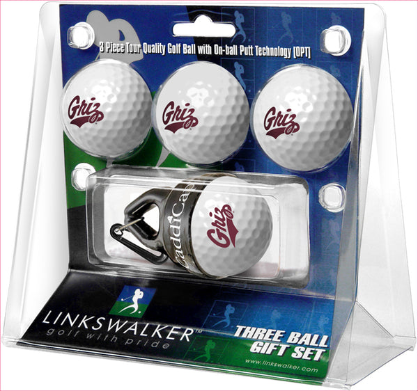 Montana Grizzlies 4 Golf Ball Gift Pack with CaddiCap Ball Holder