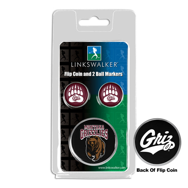 Montana Grizzlies - Flip Coin and 2 Golf Ball Marker Pack