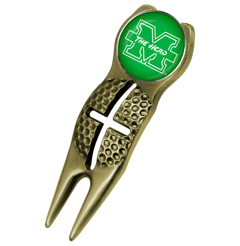 Marshall University Thundering Herd - Crosshairs Divot Tool  -  Gold