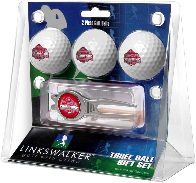 Ohio State Buckeyes 2024 Champions Regulation Size 3 Golf Ball Gift Pack with Kool Divot Tool