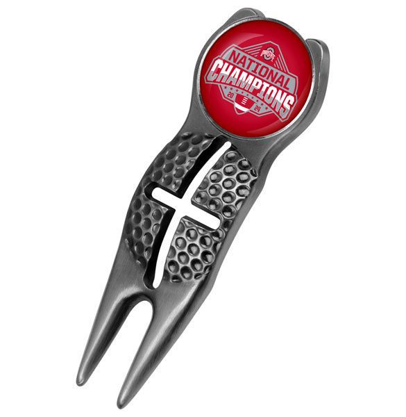 Ohio State Buckeyes 2024 Champions - Crosshairs Divot Tool  -  Black - Linkswalkerdirect