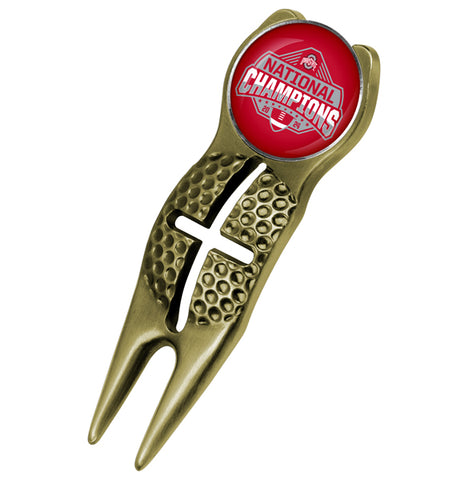 Ohio State Buckeyes 2024 Champions - Crosshairs Divot Tool  -  Gold - Linkswalkerdirect