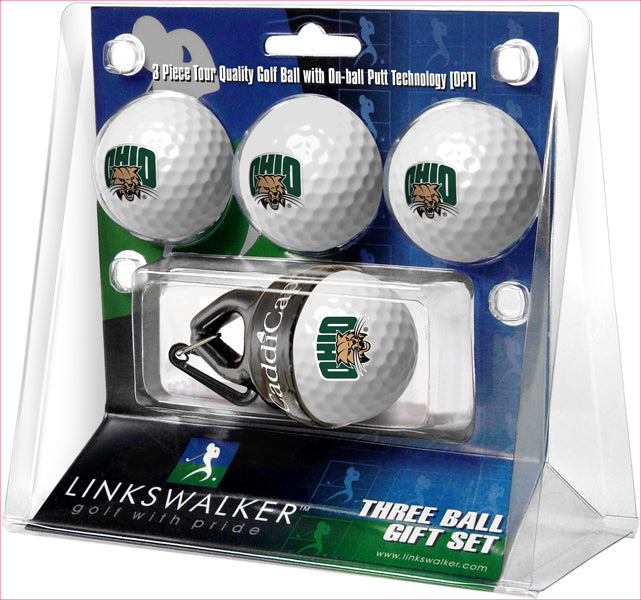 Ohio University Bobcats 4 Golf Ball Gift Pack with CaddiCap Ball Holder