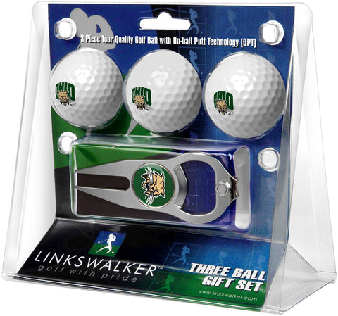 Ohio University Bobcats - 3 Ball Gift Pack with Hat Trick Divot Tool