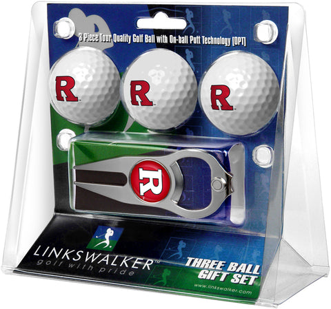 Rutgers Scarlet Knights - 3 Ball Gift Pack with Hat Trick Divot Tool