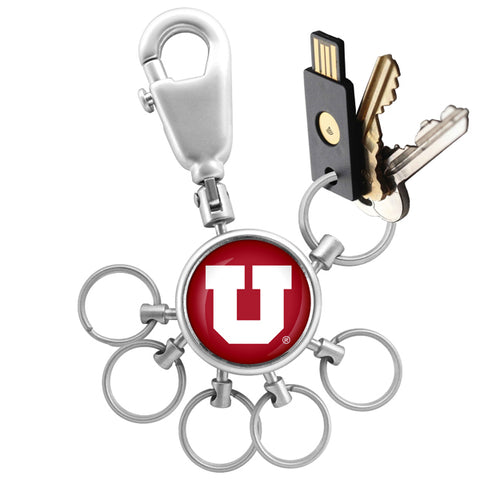 Utah Utes Collegiate Valet Keychain with 6 Keyrings