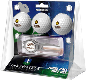 Western Michigan Broncos Regulation Size 3 Golf Ball Gift Pack with Kool Divot Tool