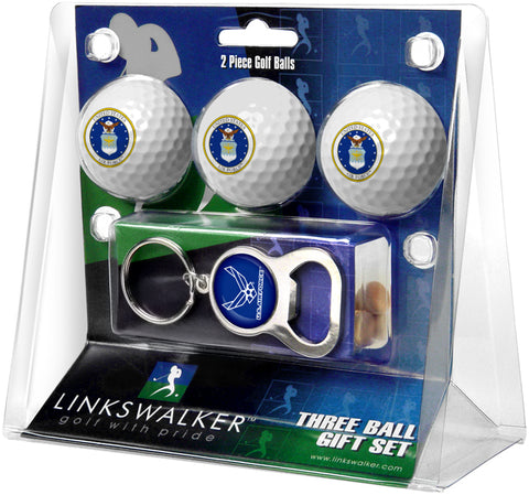 U.S. Air Force Regulation Size 3 Golf Ball Gift Pack with Keychain Bottle Opener