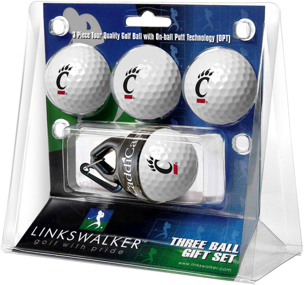 Cincinnati Bearcats - 4 Golf Ball Gift Pack with CaddiCap Ball Holder