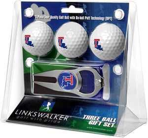 Louisiana Tech Bulldogs - 3 Ball Gift Pack with Hat Trick Divot Tool