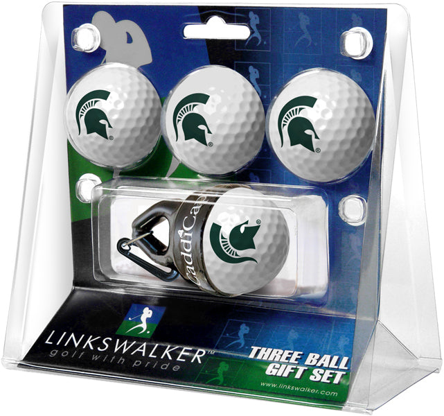 Michigan State Spartans Regulation Size 4 Golf Ball Gift Pack + CaddiCap Holder