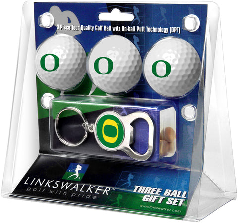 Oregon Ducks - 3 Ball Gift Pack with Key Chain Bottle Opener