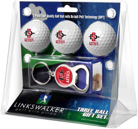 San Diego State Aztecs - 3 Ball Gift Pack with Key Chain Bottle Opener